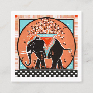 Elephant Parade auf orangen Visitenkarten Quadratische Visitenkarte