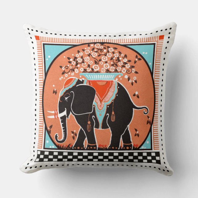 Elephant Parade Kissen in Orange (Vorderseite)