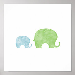Elephant Parent & Baby Poster