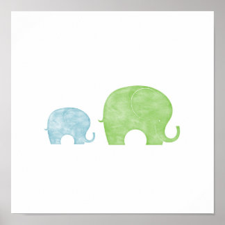 Elephant Parent & Baby Poster