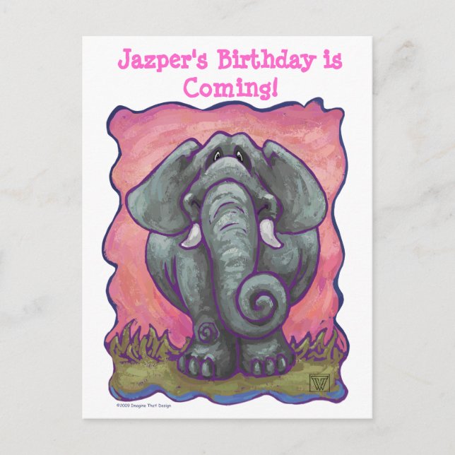 Elephant Party Center Ankündigungspostkarte (Vorderseite)