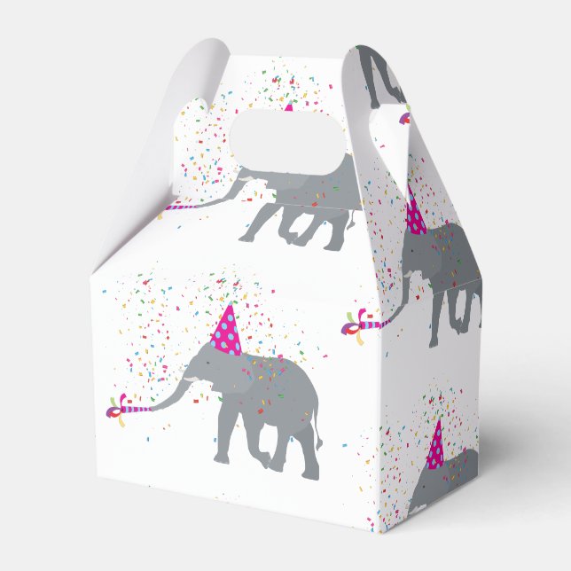 Elephant Partying - Tiere mit Party Geschenkschachtel (Vorderseite)