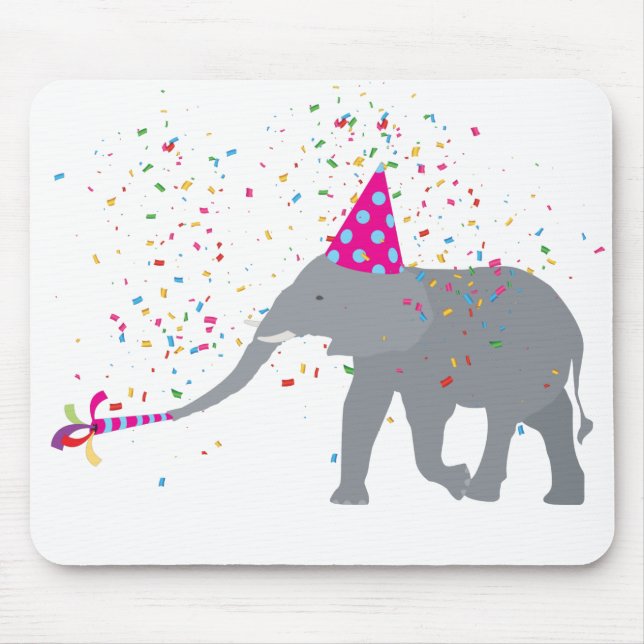 Elephant Partying - Tiere mit Party Mousepad (Vorne)