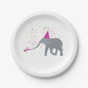 Elephant Partying - Tiere mit Party Pappteller