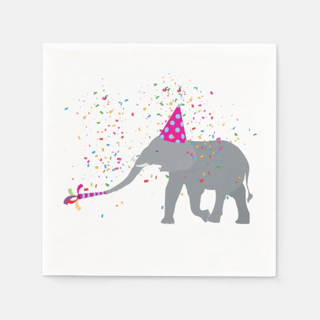 Elephant Partying - Tiere mit Party Serviette (Vorderseite)