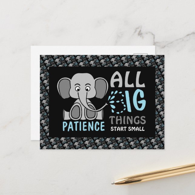 Elephant Patience Postkarte (Vorderseite/Rückseite Beispiel)