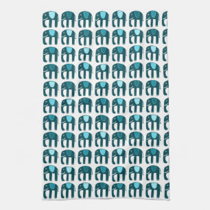 Elephant Pattern Blau Geschirrtuch