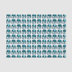 Elephant Pattern Blau Seidenpapier