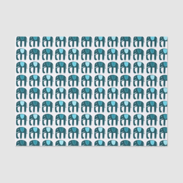 Elephant Pattern Blau Seidenpapier (Vorderseite)