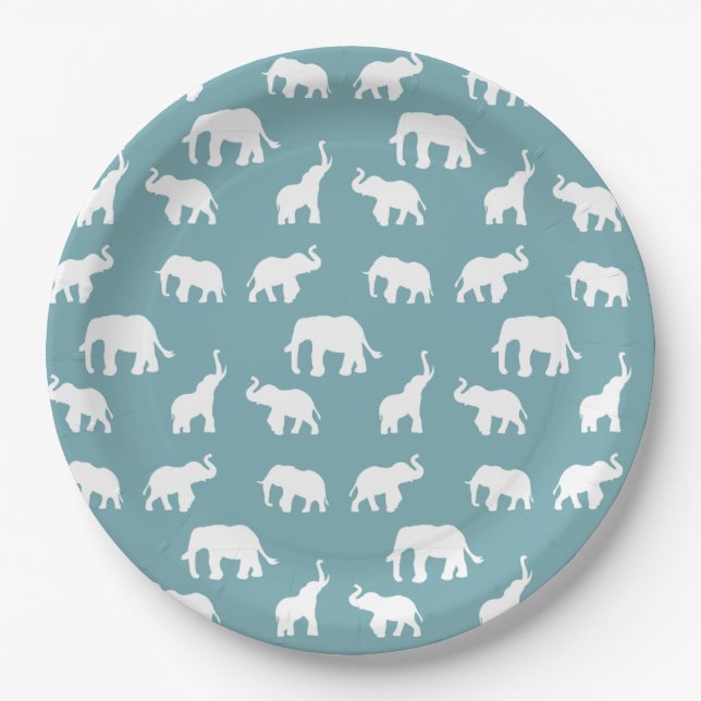 Elephant Pattern Paper Plate - Anpassbar Pappteller (Vorderseite)