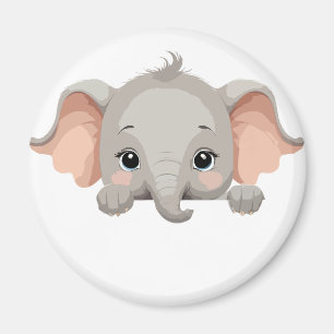 Elephant Peeking Niedlich Adorable Funny Animal Jo Magnet