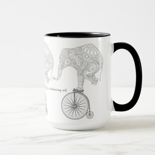 Elephant Penny Farthing Bicycle Balance Tasse (Rechts)