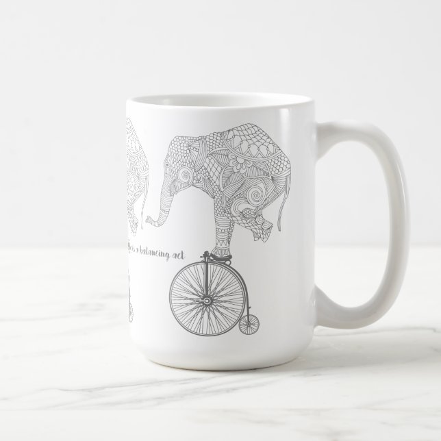Elephant Penny Farthing Bicycle Balance Tasse (Rechts)