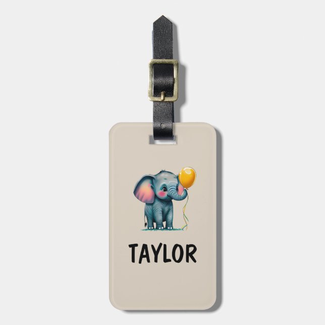 Elephant Personalisiert-farbiger Beutel Gepäckanhänger (Vorderseite vertikal)