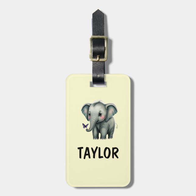 Elephant Personalisiert-farbiger Beutel Gepäckanhänger (Vorderseite vertikal)