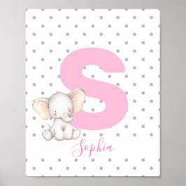 Elephant Personalisiert Name Kinderzimmer Girl Bab Poster