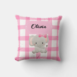 Eléphant personnalisé rose mignon Lancer oreiller