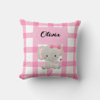 Eléphant personnalisé rose mignon Lancer oreiller