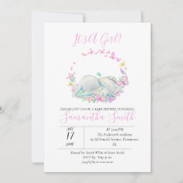 Elephant Pink Baby Shower Butterfliegen Einladung