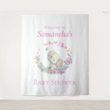 Elephant Pink Butterflies Babydusche Hintergrund