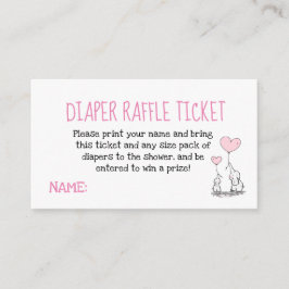 Elephant Pink Diaper Raffle Ticket Baby Dusche Begleitkarte