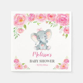 Elephant Pink Floral Baby Dusche Sprinkle Serviette