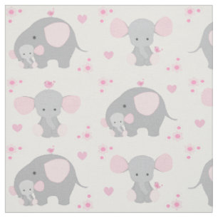 Elephant Pink Gray Safari Animal Kinderzimmer Baby Stoff