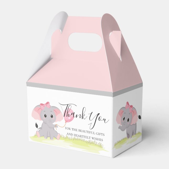 Elephant Pink Herz Girl Balloon Gefallen Box Geschenkschachtel (Vorderseite)