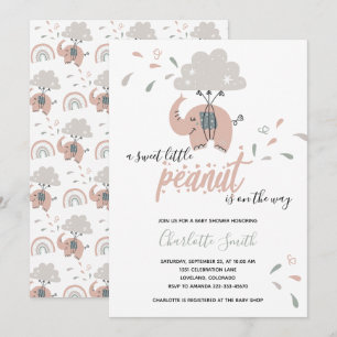 Elephant Pink Niedlich Girl's Baby Shower Einladung