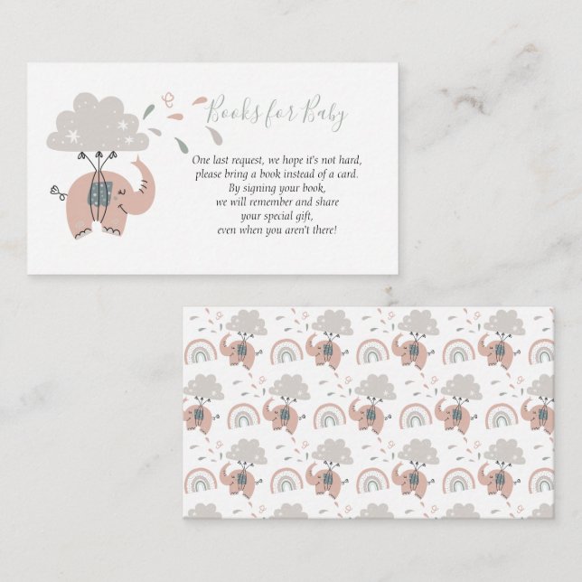 Elephant Pink Niedlich Girl's Books for Baby Begleitkarte (Vorne/Hinten)