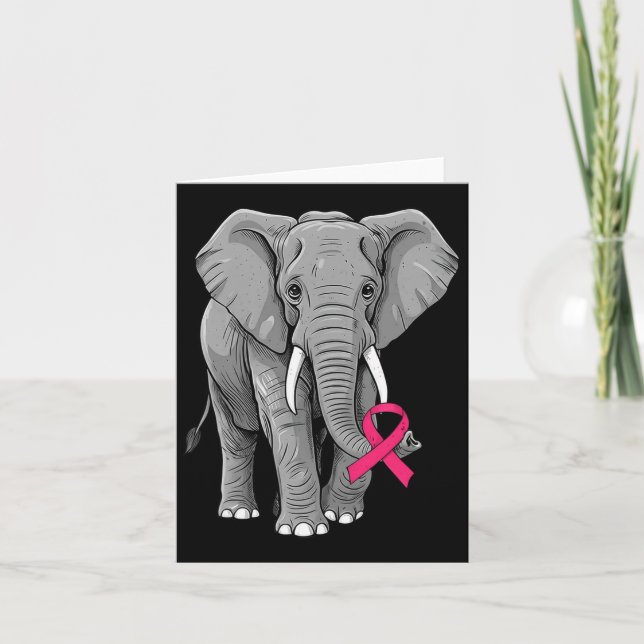 Elephant Pink Ribbon Brustkrebs Aufklärung Karte (Vorderseite)