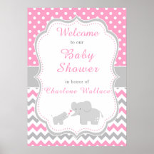Elephant Pink und Gray Baby Dusche