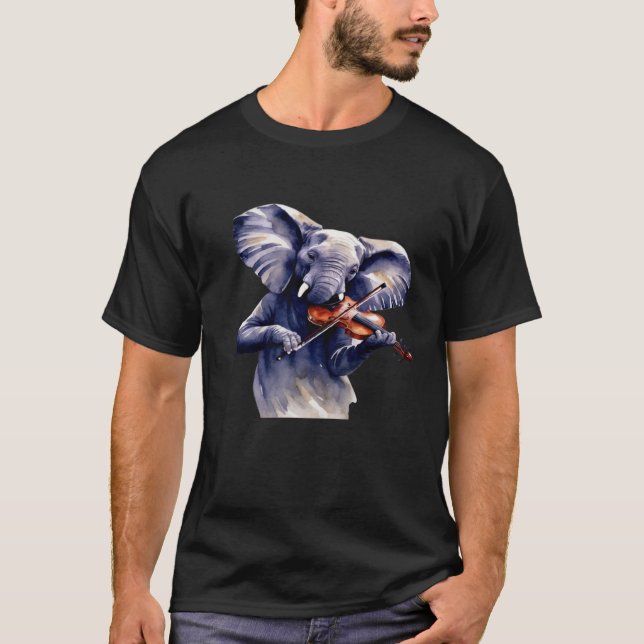 Elephant Playing Gitarre T-Shirt (Vorderseite)
