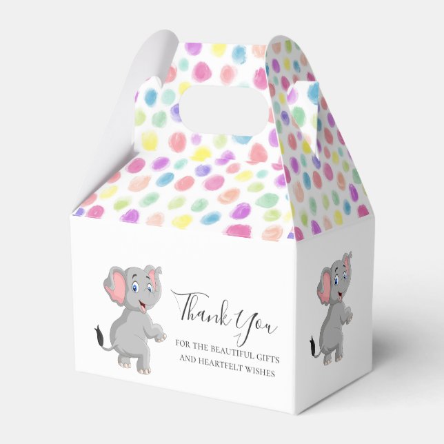Elephant Poker Dots Bevorzugung Box Geschenkschachtel (Rückseite)