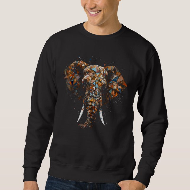 Elephant Polygon Artwork Colourful African Elephan Sweatshirt (Vorderseite)