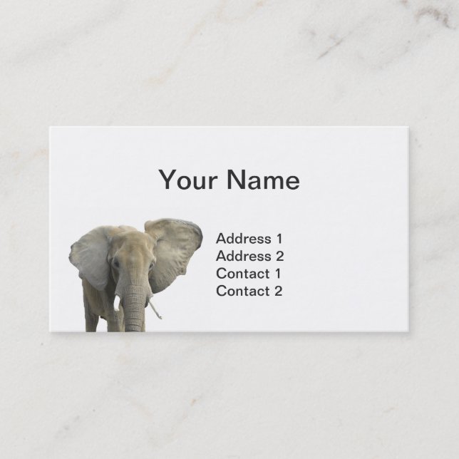 Elephant Portrait Business Cards Visitenkarte (Vorderseite)