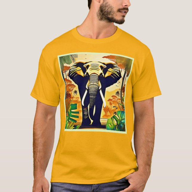 Elephant Portrait Jungle View T-Shirt (Vorderseite)