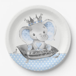 Elephant Prince Baby Dusche Pappteller