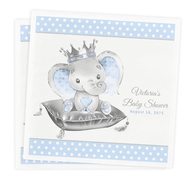 Elephant Prince Baby Shower Napkins Serviette (Von Creator hochgeladen)