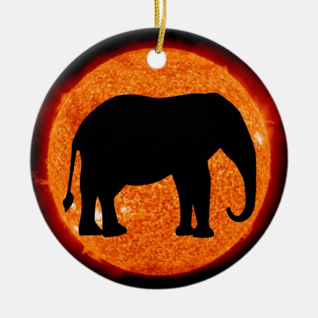 Elephant Profile Solar Eclipse Keramikornament (Vorne)