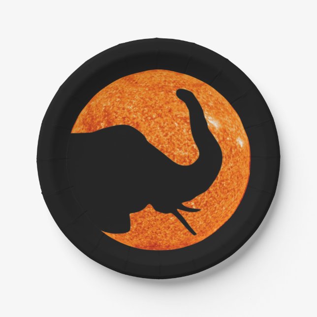 Elephant Profile Solar Eclipse Pappteller (Vorderseite)