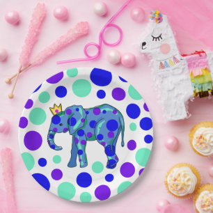 Elephant Queen mit Polka Dots Paper Tellern Pappteller