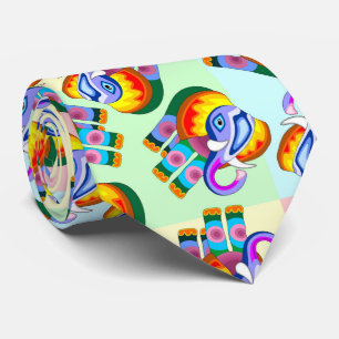 Elephant Rainbow Colors Patchwork Krawatte