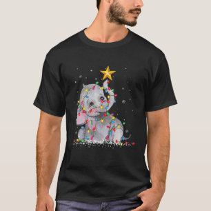 Elephant Reindeer Hat Santa Christmas Lights Funny T-Shirt