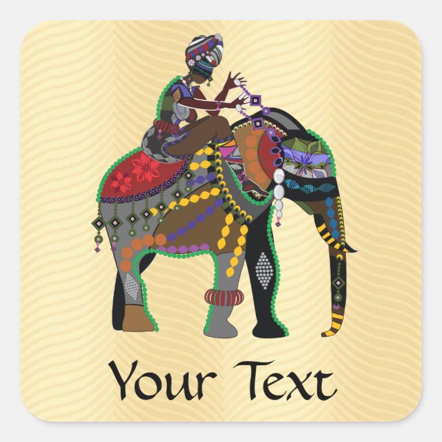 Elephant Rider Quadratischer Aufkleber (Vorderseite)