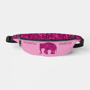 Eléphant rose brillant Nom personnalisé