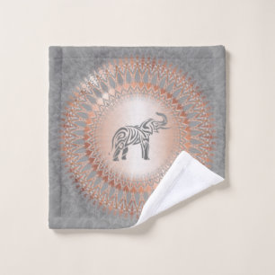 Eléphant rose Gold Grey Mandala