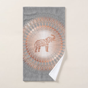 Eléphant rose Gold Grey Mandala