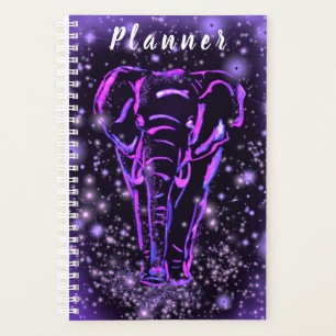 Eléphant Rose Violet Neon Marchant La Nuit étoil