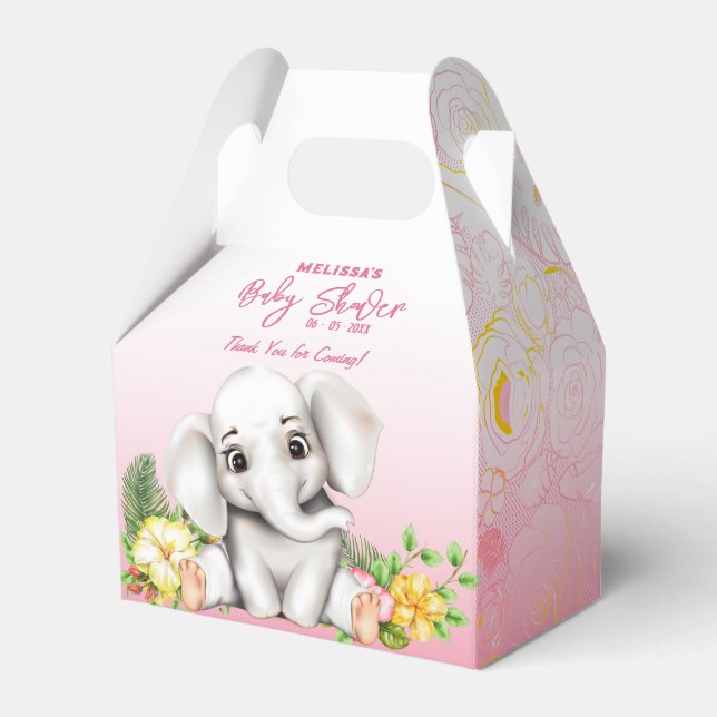 Elephant Safari Baby Dusche Geschenkschachtel (Vorderseite)